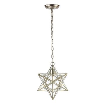 Stellaa 12" Moravian Star Metal/Clear Glass LED Pendant